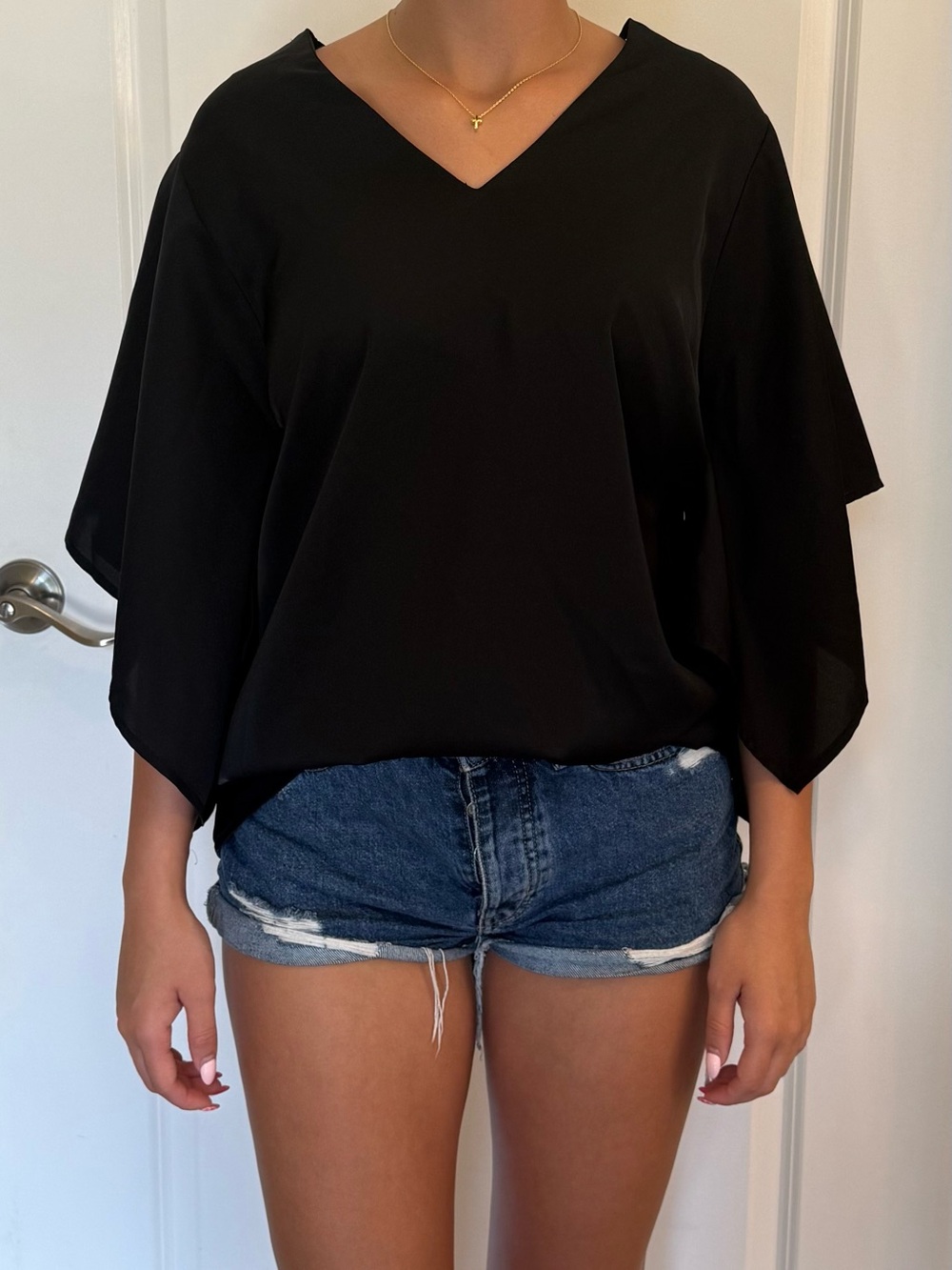 Mazik Black V-Neck Dolman Sleeve Tunic